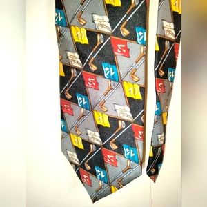 BD Baggies (Silk) Multicolored Golf Club & Golf Score Monogram Novelty Necktie